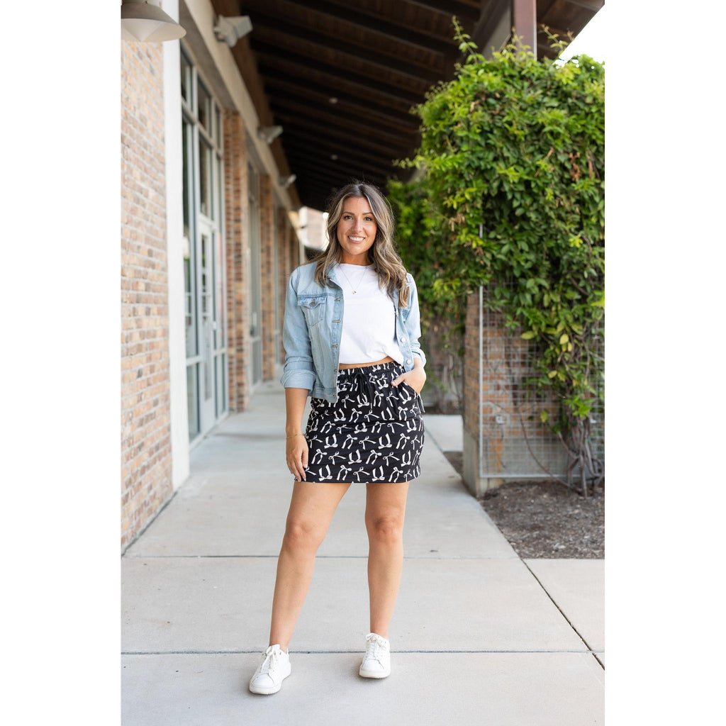 The Millie -  White Bow Jogger Skirt