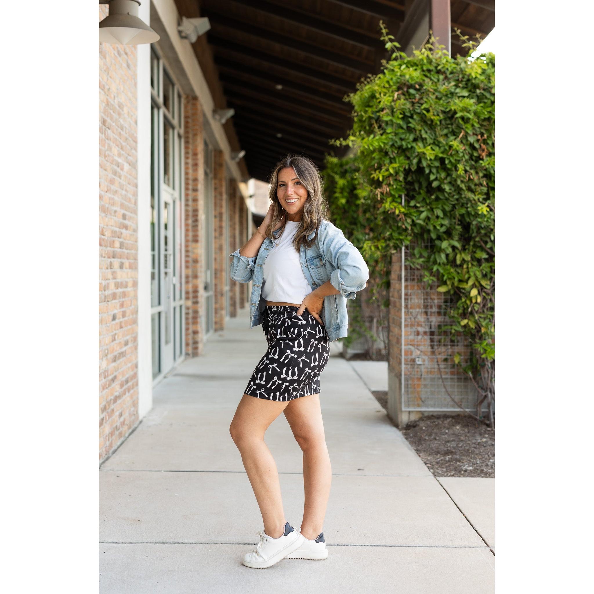 The Millie -  White Bow Jogger Skirt