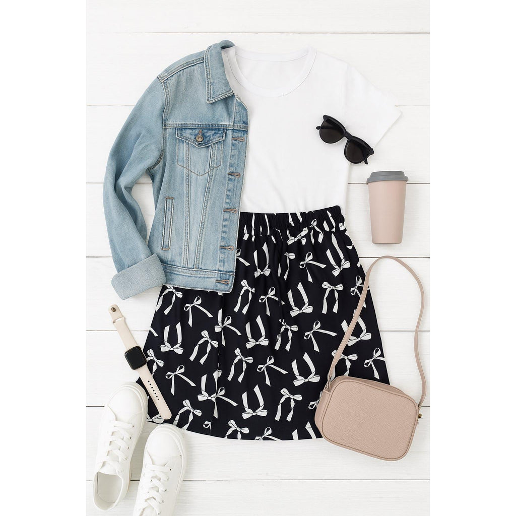 The Millie -  White Bow Jogger Skirt