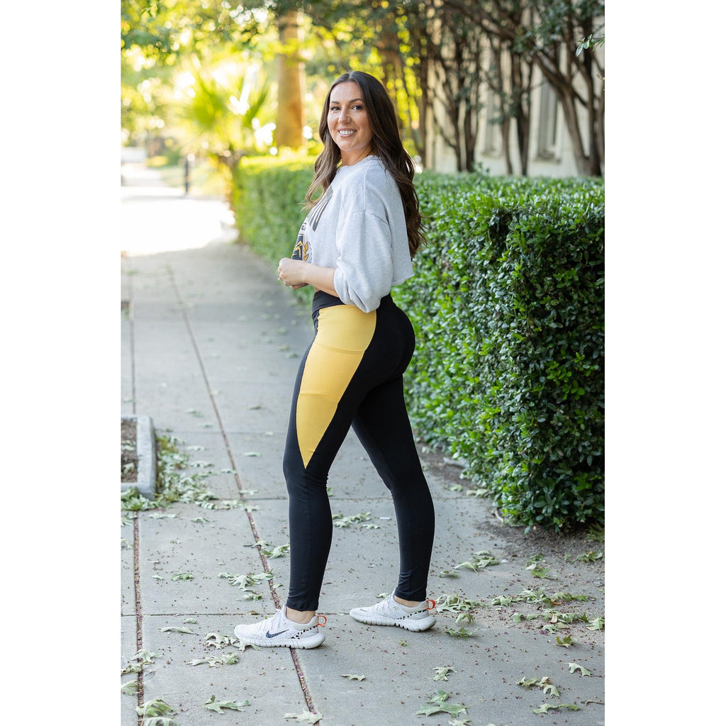 Yasmine - Yellow Panel Full-Length Leggings
