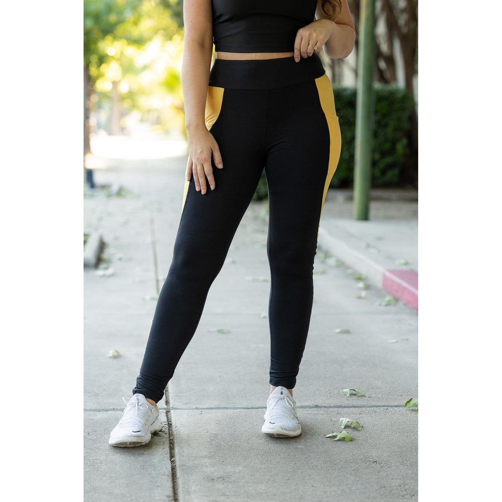 Yasmine - Yellow Panel Full-Length Leggings