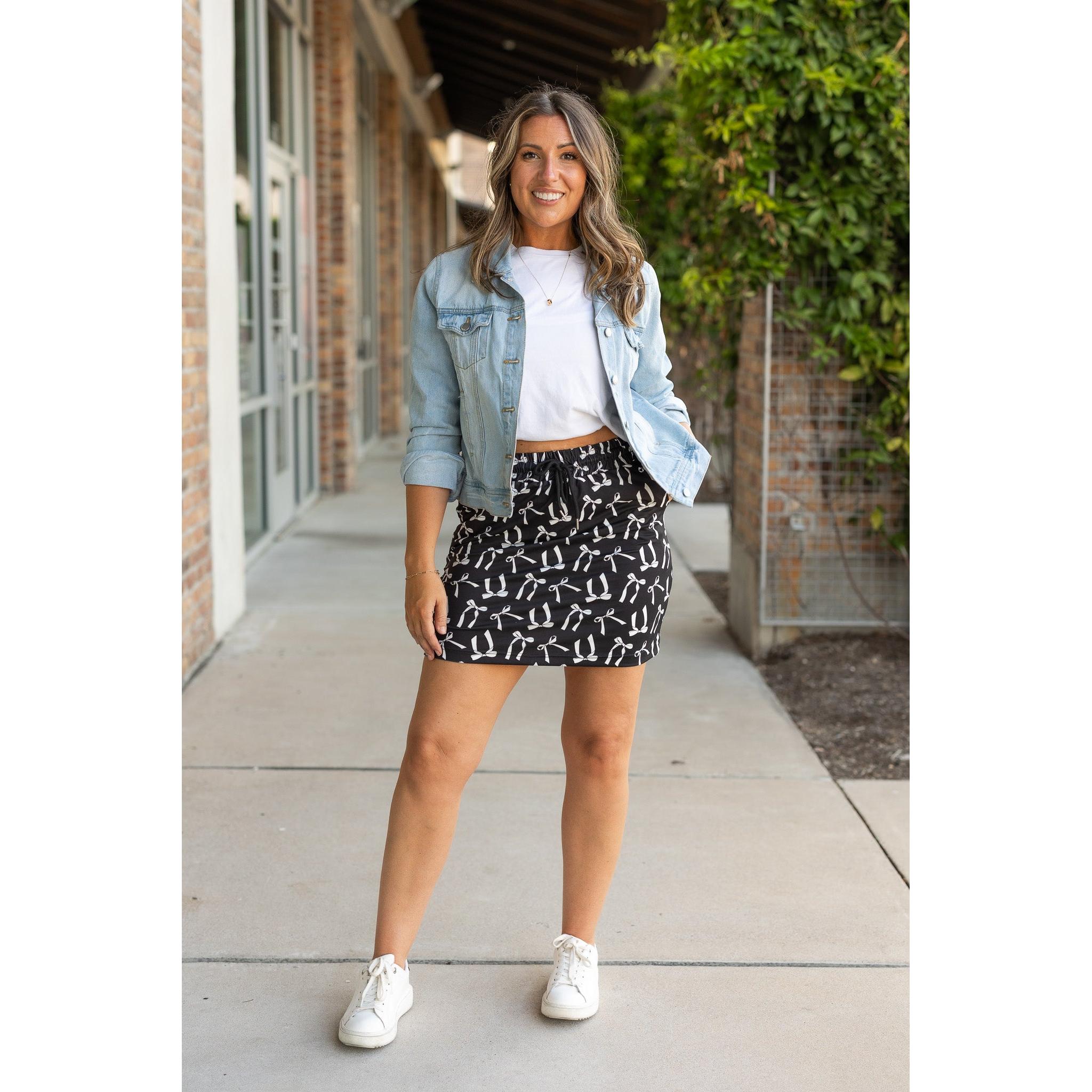 The Millie -  White Bow Jogger Skirt