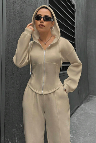 Women's Y2K Casual Two-Piece Set with Hooded Jacket