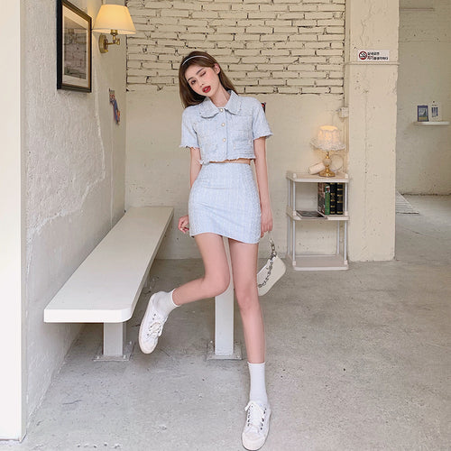 Chic Summer Two-Piece Women's Skirt and Jacket Set